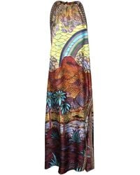 VLISCO DIALOGUES - Landscape-Print Halterneck Maxi Dress - Lyst