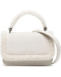 Brunello Cucinelli - City Shearling-Trim Leather Bag - Lyst