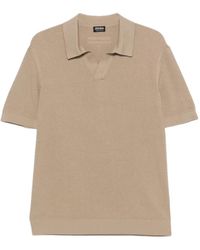 ZEGNA - Regular Fit Jacquard Knit Open Polo Collar Short Sleeve Top - Lyst