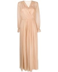 Alberta Ferretti - Pleated Silk-Chiffon Dress - Lyst