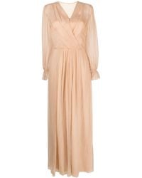 Alberta Ferretti - Maxikleid Aus Seide Mit Falten - Lyst