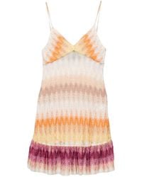 Missoni - Zigzag-Knit Ruffled Mini Dress - Lyst