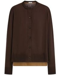 Ferragamo - Cardigan With Silk Panel Detail - Lyst