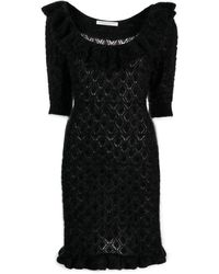 Alessandra Rich - Ruffle-trim Pointelle-knit Dress - Lyst