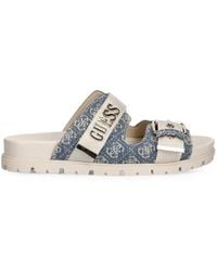 Guess - Faxona Logo-Print Buckle-Fastening Sandals - Lyst