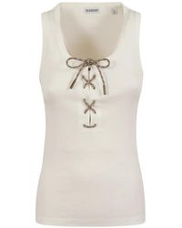 Burberry - Cleo Lace-Up Ribbed Tank Top - Lyst