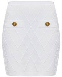 Balmain - Diamond-Quilted Button-Detail Mini Skirt - Lyst
