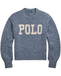 Polo Ralph Lauren - Sweat chiné à logo en intarsia - Lyst