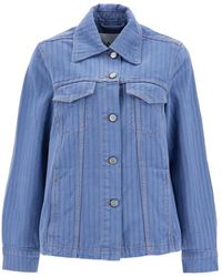 Ganni - Striped Denim Jacket - Lyst