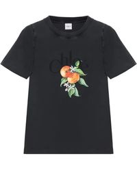 Chloé - Logo-Print Fruit-Graphic T-Shirt - Lyst