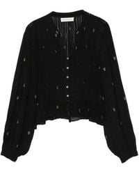 MAISON HOTEL - Catherine Embroidered Pleated Blouse - Lyst