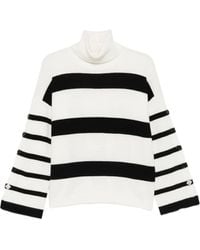 Liu Jo - Relaxed Fit Turtleneck Sweater With Bold Stripes - Lyst