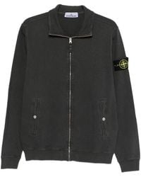 Stone Island - Zip Logo-Patch Sweatshirt - Lyst