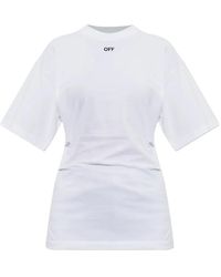 Off-White c/o Virgil Abloh - Off Stamp Logo-Print Pleated T-Shirt - Lyst