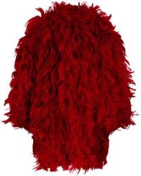 Dolce & Gabbana - Organza Coat With Rooster Feather Embellishment - Lyst