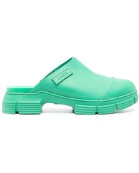 Ganni - Green City Rubber Mules - Women's - Fabric/rubber - Lyst