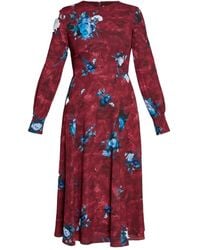 Erdem - Floral-Print Long-Sleeve Midi Dress - Lyst