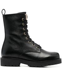 Twinset - Logo-Plaque Leather Ankle Boots - Lyst