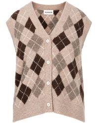 P.A.R.O.S.H. - Argyle-Knit V-Neck Sleeveless Cardigan - Lyst