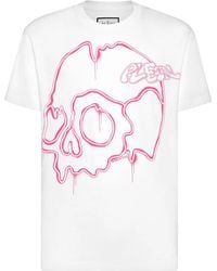 Philipp Plein - Dripping Skull Cotton T-Shirt - Lyst
