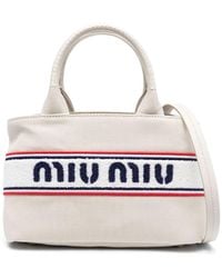 Miu Miu - Bolso shopper con logo bordado - Lyst