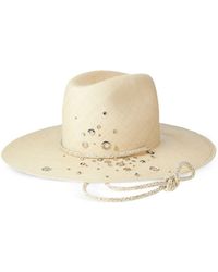 Maison Michel - Eliza Rhinestone-embellished Straw Hat - Lyst