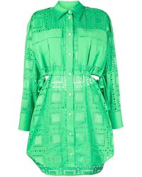MSGM - Broderie-anglaise Open Back Shirt Dress - Lyst