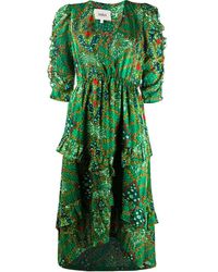 Ba&sh Jurk Met Abstracte Print - Groen