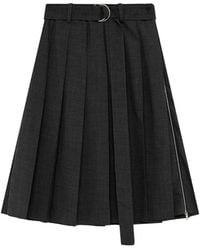 MSGM - Belted Pleated Midi Skirt - Lyst