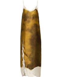 Prada - Robe longue en soie à coupe évasée - Lyst