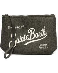 MC2 Saint Barth - Aline Leopard-Print Logo-Print Clutch Bag - Lyst
