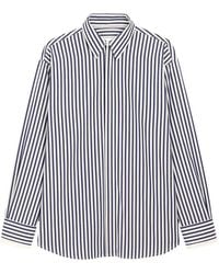 Ami Paris - Large Striped Cotton Shirt With Removable Collar - Lyst