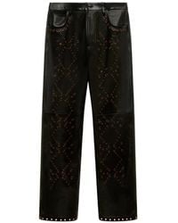 Marni - Leather Trousers With Studded Front - Lyst