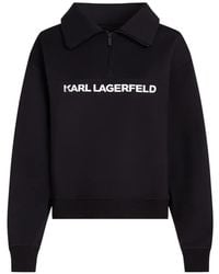 KARL LAGERFELD - Logo-Print Quarter-Zip Sweater - Lyst