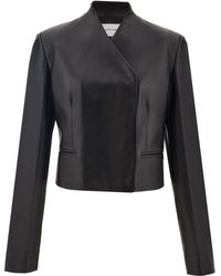 Ferragamo - V-neck Leather Jacket - Lyst