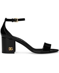 Dolce & Gabbana - Dg-plaque Patent-leather Sandals - Lyst