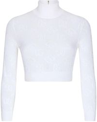 Dolce & Gabbana - Logo-jacquard Roll-neck Crop Top - Lyst