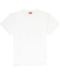 DIESEL - T-Shirt With Frayed Edges And Crystal Details - Lyst
