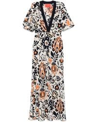 La DoubleJ - Abito A Fiori Con Maniche A Palloncino - Lyst