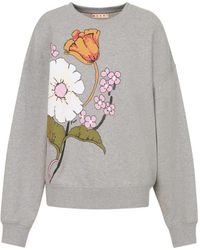 Marni - Floral-Print Ribbed Sweatshirt - Lyst