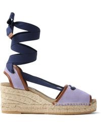 Versace - Lola Suede Wedge Sandals 65 Mm - Lyst