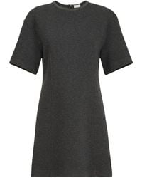 Brunello Cucinelli - Techno Cotton And Cashmere Interlock T-Shirt Dress With Precious Collar - Lyst
