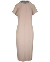 Brunello Cucinelli - Midi-Jurk Met Vlakken - Lyst