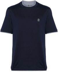 Brunello Cucinelli - Camiseta a capas con logo bordado - Lyst