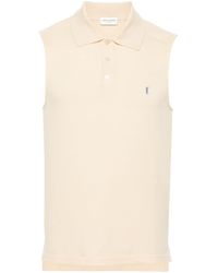 Saint Laurent - Cotton Piqué Sleeveless Polo Shirt - Lyst
