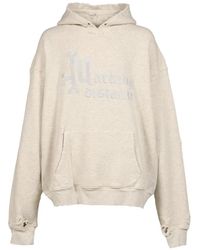 Marking Distance - Logo-Embroidered Distressed Hoodie - Lyst