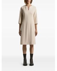 Peserico - V-Neck Three-Quarter Sleeve Dress - Lyst