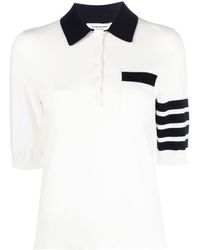 Thom Browne - Hector Pointelle-knit Polo Top - Lyst