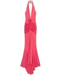 Blumarine - Rose-Appliqué Halterneck Maxi Dress - Lyst