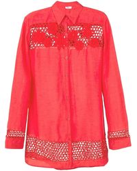 Amir Slama - Floral-Lace Detail Oversize Shirt - Lyst